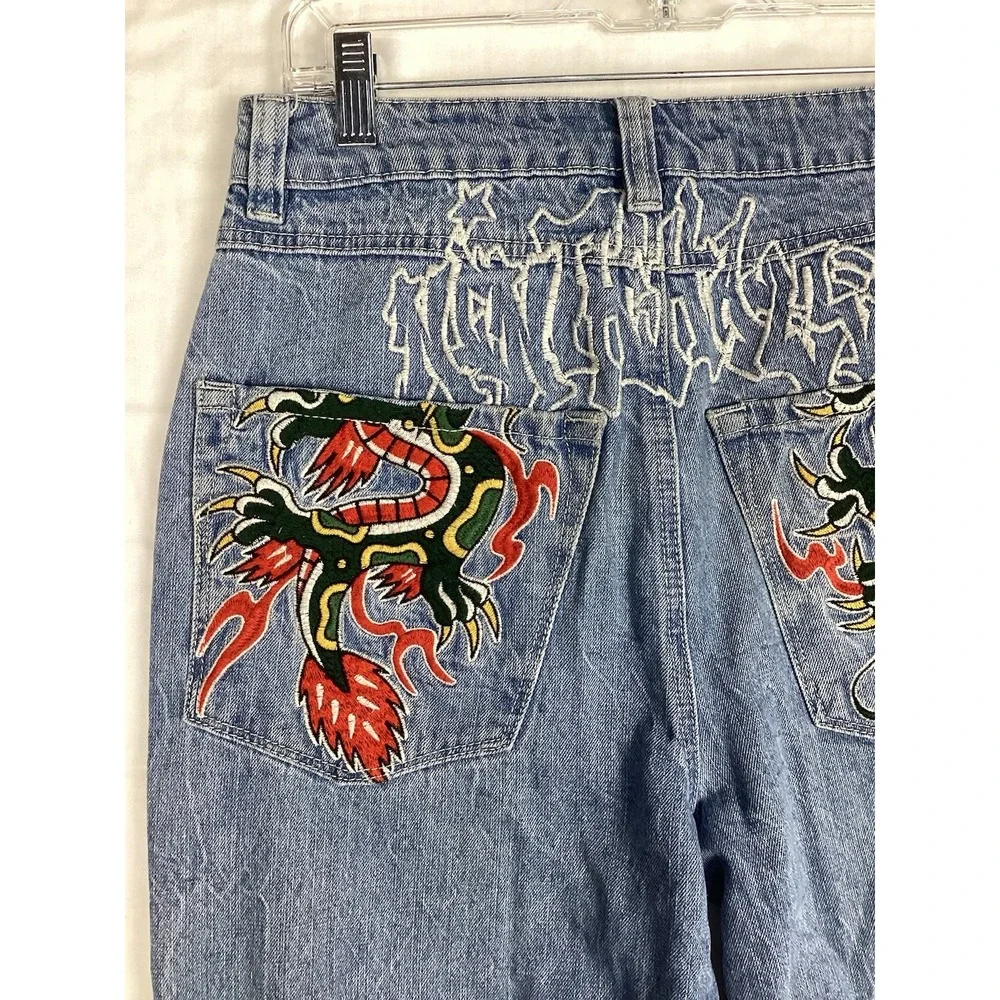 Ninth Hall Ambush Jeans Mens 28 Embroidered Dragon, Blue Denim 90's - Picture 7 of 12
